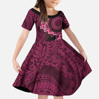 Vanuatu Family Matching Mermaid Dress and Hawaiian Shirt Hibisus Polynesian Pattern Pink LT14 Daughter's Dress Pink - Polynesian Pride