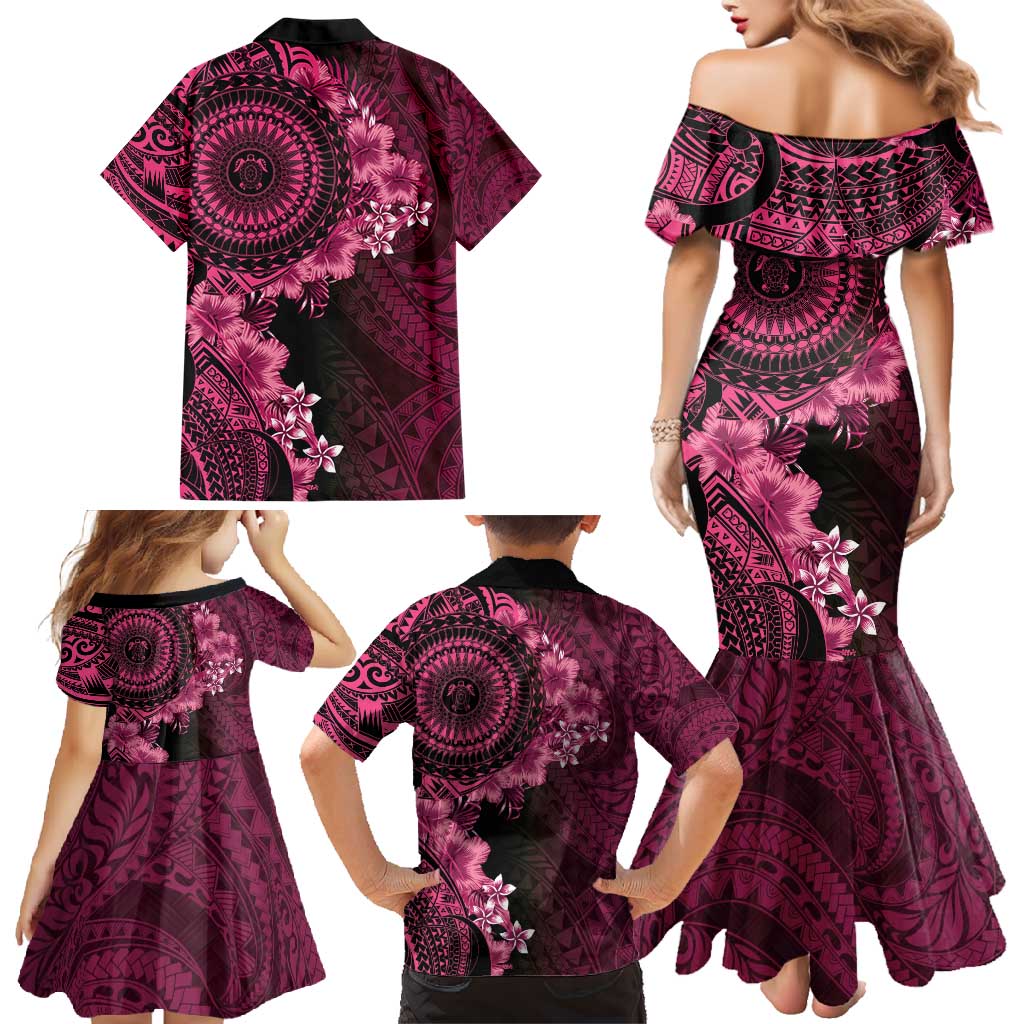 Vanuatu Family Matching Mermaid Dress and Hawaiian Shirt Hibisus Polynesian Pattern Pink LT14 - Polynesian Pride