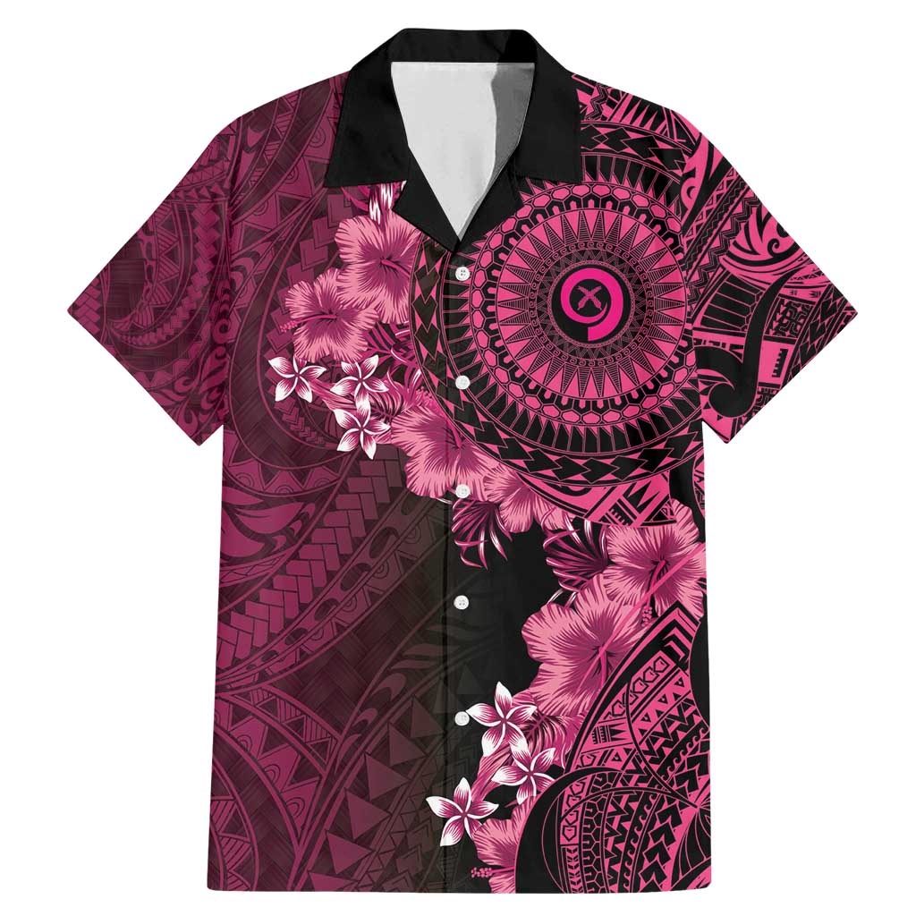 Vanuatu Family Matching Mermaid Dress and Hawaiian Shirt Hibisus Polynesian Pattern Pink LT14 Dad's Shirt - Short Sleeve Pink - Polynesian Pride