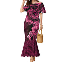 Vanuatu Family Matching Mermaid Dress and Hawaiian Shirt Hibisus Polynesian Pattern Pink LT14 Mom's Dress Pink - Polynesian Pride