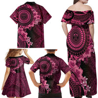 Vanuatu Family Matching Off Shoulder Maxi Dress and Hawaiian Shirt Hibisus Polynesian Pattern Pink LT14 - Polynesian Pride