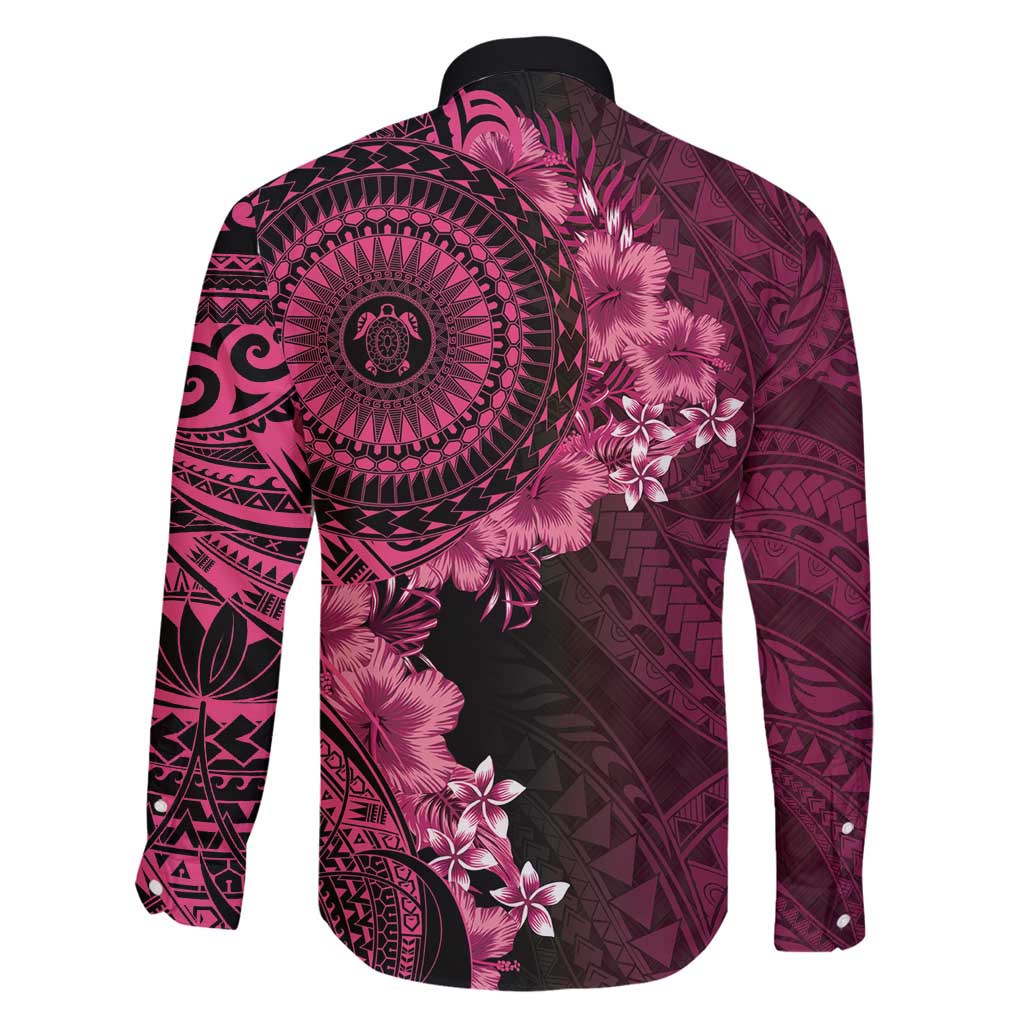 Vanuatu Family Matching Off Shoulder Maxi Dress and Hawaiian Shirt Hibisus Polynesian Pattern Pink LT14 - Polynesian Pride
