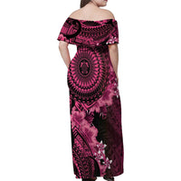 Vanuatu Family Matching Off Shoulder Maxi Dress and Hawaiian Shirt Hibisus Polynesian Pattern Pink LT14 - Polynesian Pride