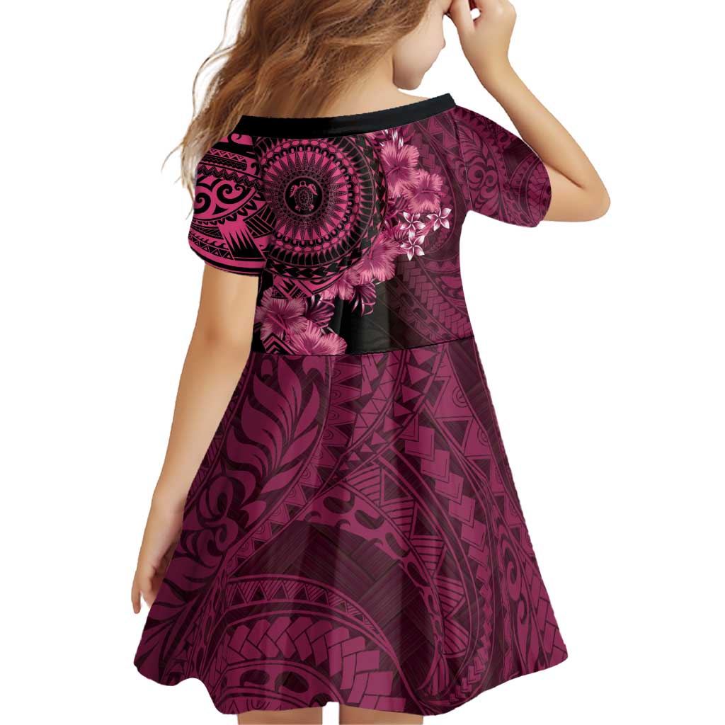 Vanuatu Family Matching Off Shoulder Short Dress and Hawaiian Shirt Hibisus Polynesian Pattern Pink LT14 - Polynesian Pride