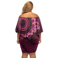 Vanuatu Family Matching Off Shoulder Short Dress and Hawaiian Shirt Hibisus Polynesian Pattern Pink LT14 - Polynesian Pride