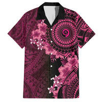 Vanuatu Family Matching Short Sleeve Bodycon Dress and Hawaiian Shirt Hibisus Polynesian Pattern Pink LT14 Dad's Shirt - Short Sleeve Pink - Polynesian Pride