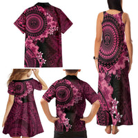 Vanuatu Family Matching Tank Maxi Dress and Hawaiian Shirt Hibisus Polynesian Pattern Pink LT14 - Polynesian Pride