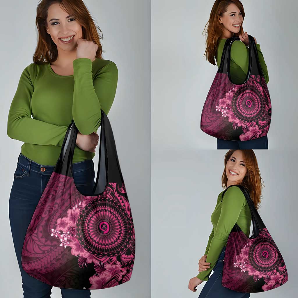 Vanuatu Grocery Bag Hibisus Polynesian Pattern Pink - Polynesian Pride