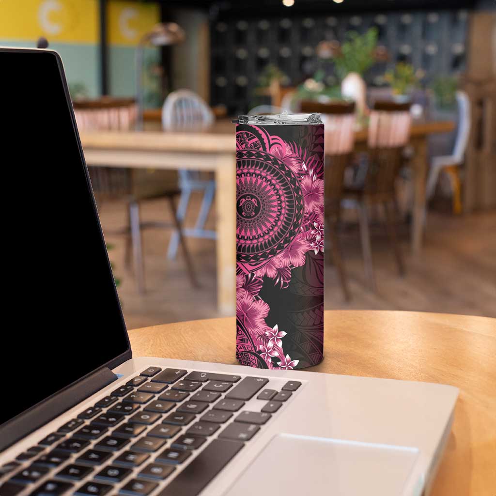 Vanuatu Skinny Tumbler Hibisus Polynesian Pattern Pink - Polynesian Pride