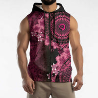 Vanuatu Sleeveless Zip Hoodie Hibisus Polynesian Pattern Pink - Polynesian Pride
