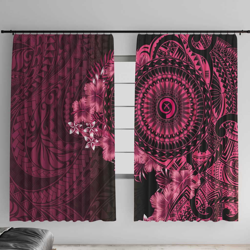 Vanuatu Window Curtain Hibisus Polynesian Pattern Pink - Polynesian Pride