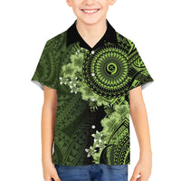 Vanuatu Family Matching Long Sleeve Bodycon Dress and Hawaiian Shirt Hibisus Polynesian Pattern Green LT14 Son's Shirt Green - Polynesian Pride