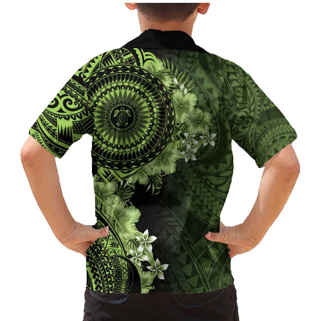 Vanuatu Family Matching Mermaid Dress and Hawaiian Shirt Hibisus Polynesian Pattern Green LT14 - Polynesian Pride