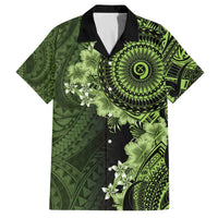 Vanuatu Family Matching Off The Shoulder Long Sleeve Dress and Hawaiian Shirt Hibisus Polynesian Pattern Green LT14 Dad's Shirt - Short Sleeve Green - Polynesian Pride
