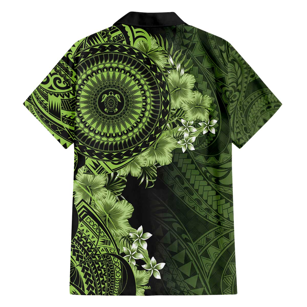 Vanuatu Family Matching Off The Shoulder Long Sleeve Dress and Hawaiian Shirt Hibisus Polynesian Pattern Green LT14 - Polynesian Pride