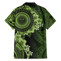 Vanuatu Family Matching Off The Shoulder Long Sleeve Dress and Hawaiian Shirt Hibisus Polynesian Pattern Green LT14 - Polynesian Pride