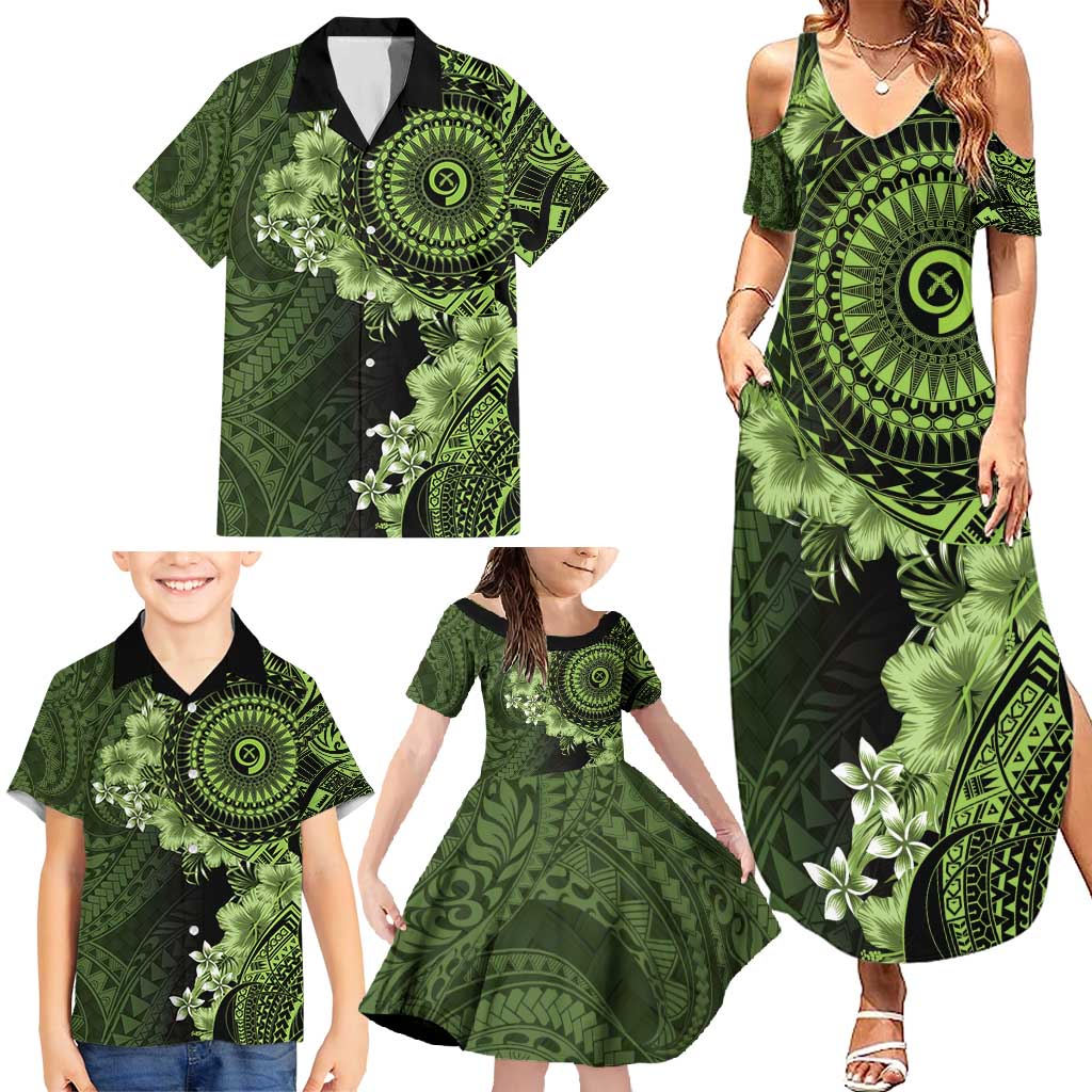Vanuatu Family Matching Summer Maxi Dress and Hawaiian Shirt Hibisus Polynesian Pattern Green LT14 - Polynesian Pride