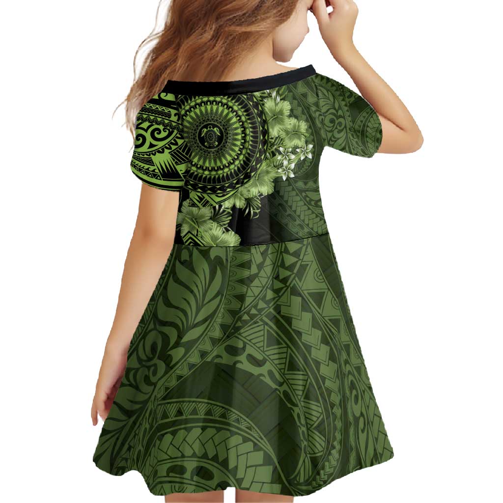 Vanuatu Family Matching Tank Maxi Dress and Hawaiian Shirt Hibisus Polynesian Pattern Green LT14 - Polynesian Pride