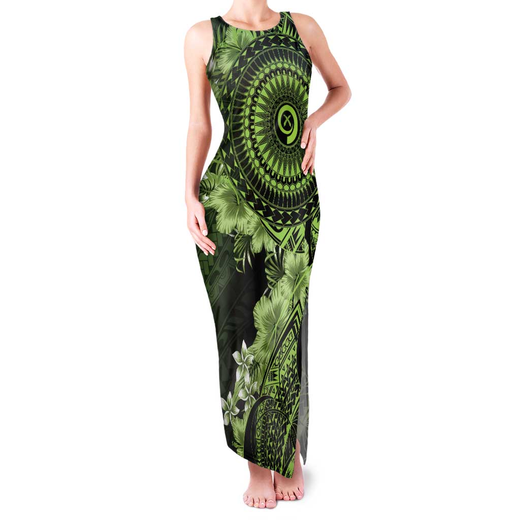 Vanuatu Family Matching Tank Maxi Dress and Hawaiian Shirt Hibisus Polynesian Pattern Green LT14 Mom's Dress Green - Polynesian Pride
