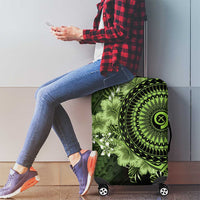 Vanuatu Luggage Cover Hibisus Polynesian Pattern Green - Polynesian Pride