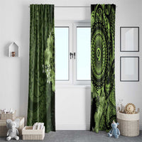 Vanuatu Window Curtain Hibisus Polynesian Pattern Green - Polynesian Pride