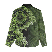 Vanuatu Women Casual Shirt Hibisus Polynesian Pattern Green LT14 - Polynesian Pride