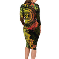 Vanuatu Family Matching Long Sleeve Bodycon Dress and Hawaiian Shirt Hibisus Polynesian Pattern Reggae LT14 - Polynesian Pride