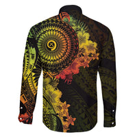 Vanuatu Family Matching Off The Shoulder Long Sleeve Dress and Hawaiian Shirt Hibisus Polynesian Pattern Reggae LT14 - Polynesian Pride