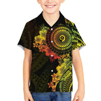 Vanuatu Family Matching Off The Shoulder Long Sleeve Dress and Hawaiian Shirt Hibisus Polynesian Pattern Reggae LT14 Son's Shirt Reggae - Polynesian Pride