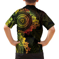 Vanuatu Family Matching Short Sleeve Bodycon Dress and Hawaiian Shirt Hibisus Polynesian Pattern Reggae LT14 - Polynesian Pride