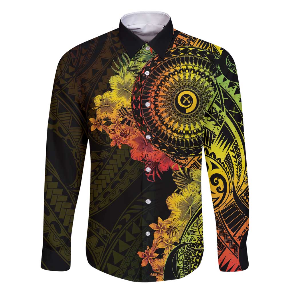 Vanuatu Family Matching Short Sleeve Bodycon Dress and Hawaiian Shirt Hibisus Polynesian Pattern Reggae LT14 Dad's Shirt - Long Sleeve Reggae - Polynesian Pride