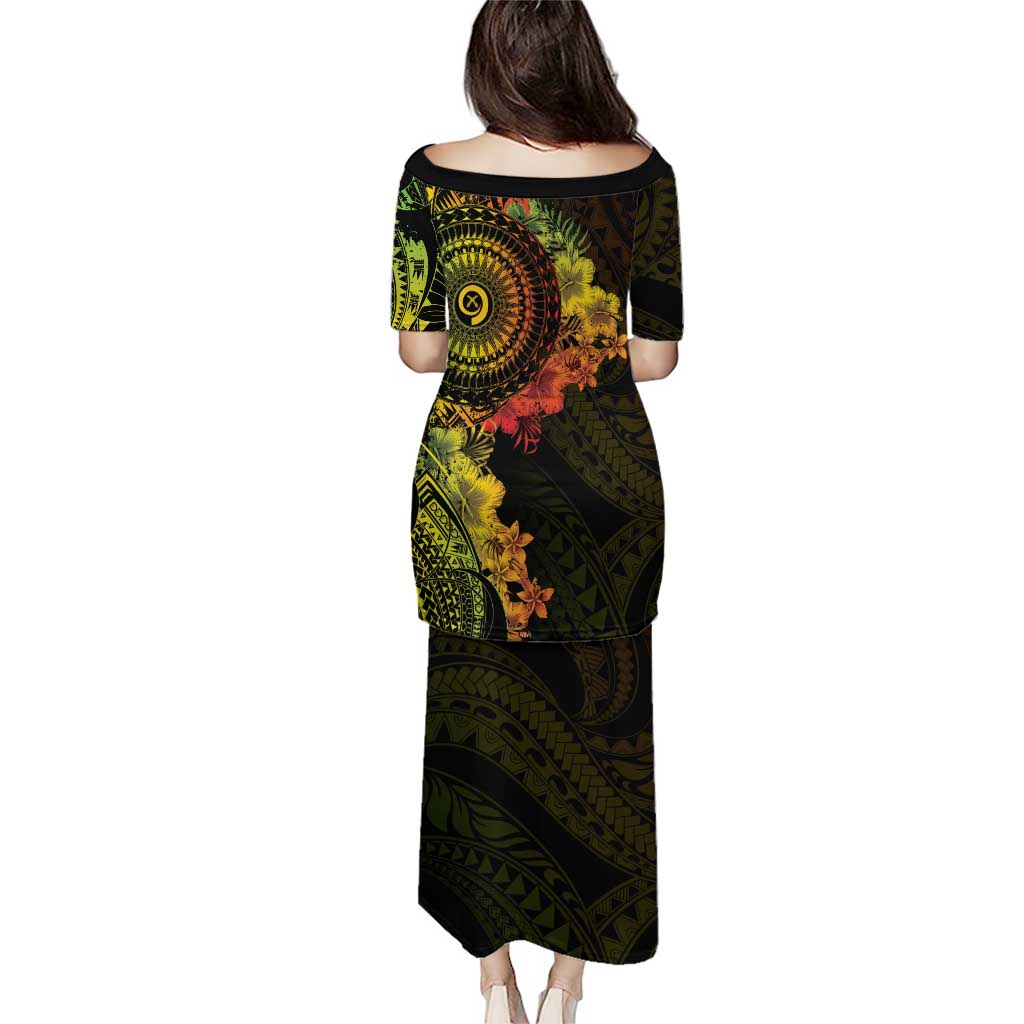 Vanuatu Puletasi Hibisus Polynesian Pattern Reggae - Polynesian Pride