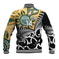 New Zealand Australia Rugby Custom Baseball Jacket Wallabies Aboriginal All Black Maori Tiki Together - Polynesian Pride