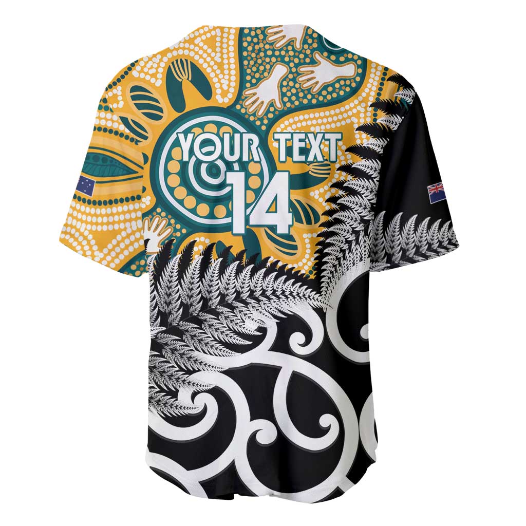 New Zealand Australia Rugby Custom Baseball Jersey Wallabies Aboriginal All Black Maori Tiki Together LT14 - Polynesian Pride