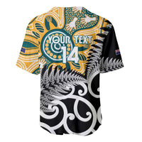 New Zealand Australia Rugby Custom Baseball Jersey Wallabies Aboriginal All Black Maori Tiki Together LT14 - Polynesian Pride