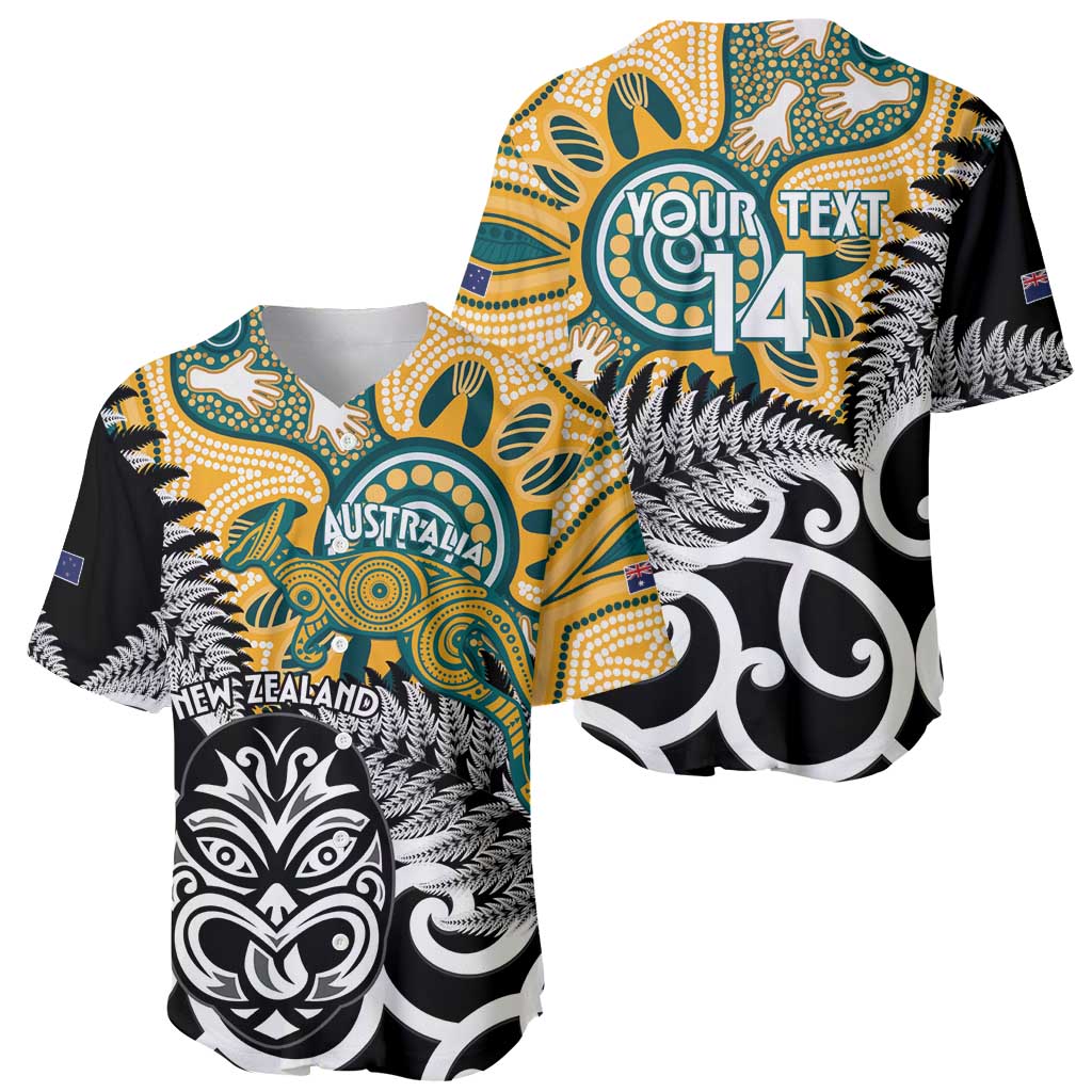 New Zealand Australia Rugby Custom Baseball Jersey Wallabies Aboriginal All Black Maori Tiki Together LT14 - Polynesian Pride