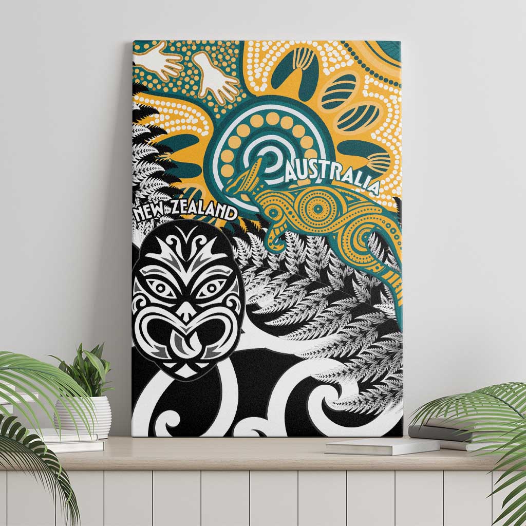 New Zealand Australia Rugby Canvas Wall Art Wallabies Aboriginal All Black Maori Tiki Together LT14 - Polynesian Pride