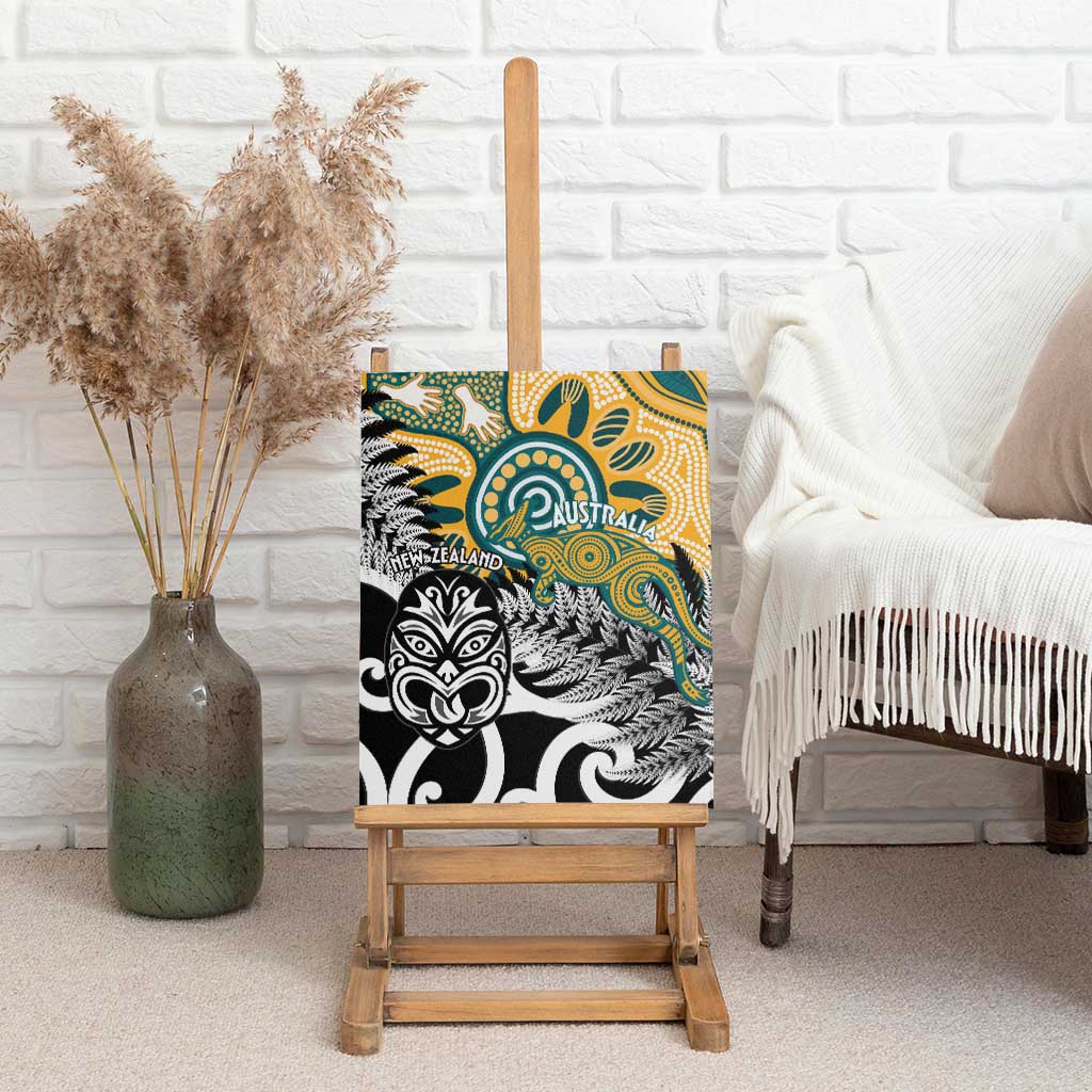 New Zealand Australia Rugby Canvas Wall Art Wallabies Aboriginal All Black Maori Tiki Together LT14 - Polynesian Pride