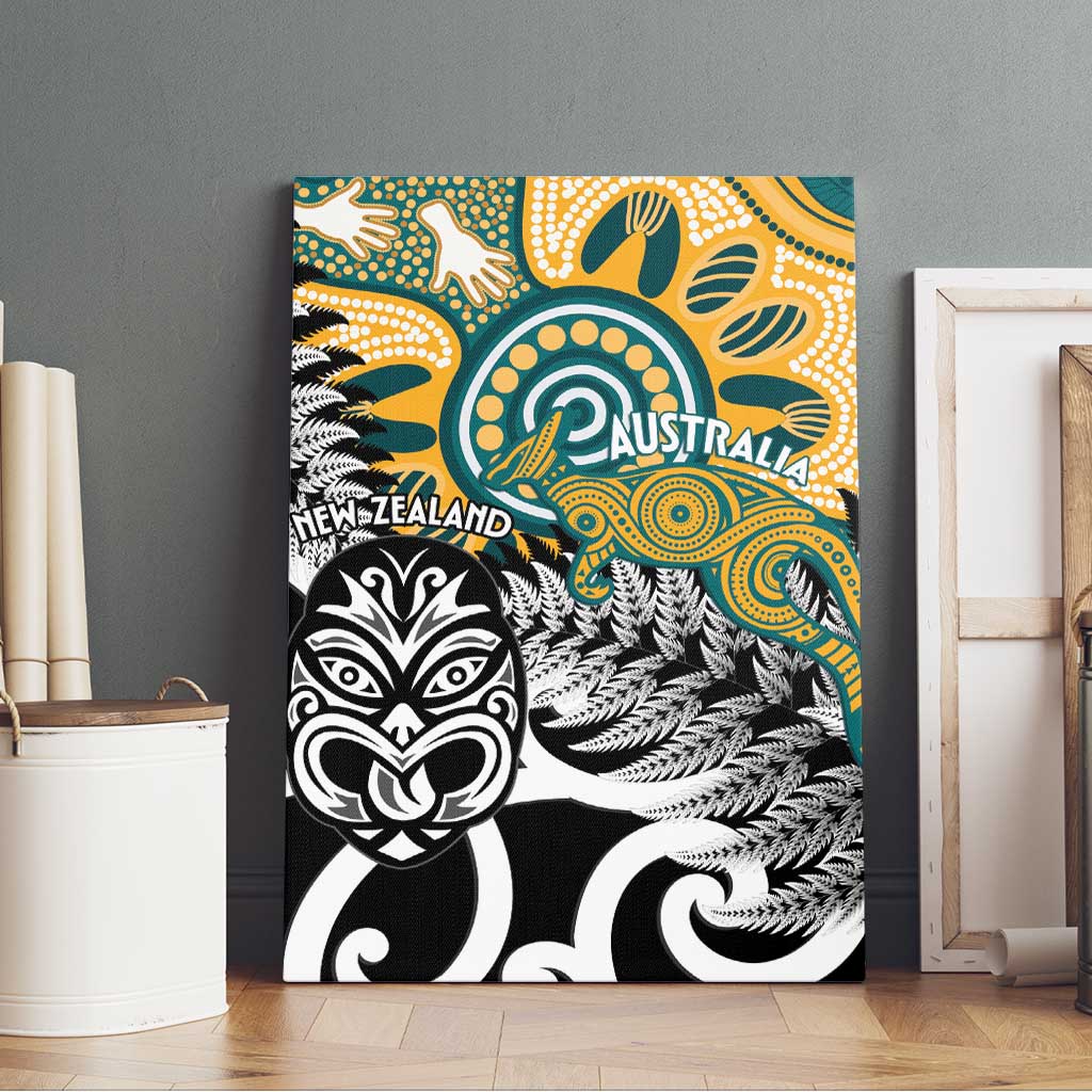 New Zealand Australia Rugby Canvas Wall Art Wallabies Aboriginal All Black Maori Tiki Together LT14 - Polynesian Pride