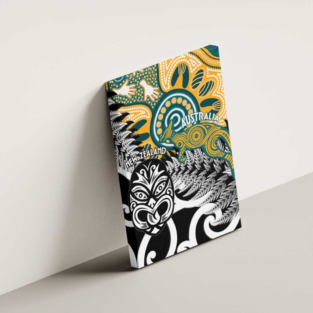 New Zealand Australia Rugby Canvas Wall Art Wallabies Aboriginal All Black Maori Tiki Together LT14 - Polynesian Pride