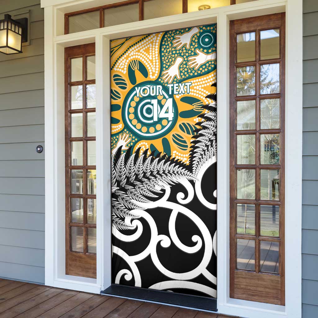 New Zealand Australia Rugby Door Cover Wallabies Aboriginal All Black Maori Tiki Together LT14 - Polynesian Pride