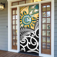 New Zealand Australia Rugby Door Cover Wallabies Aboriginal All Black Maori Tiki Together LT14 - Polynesian Pride