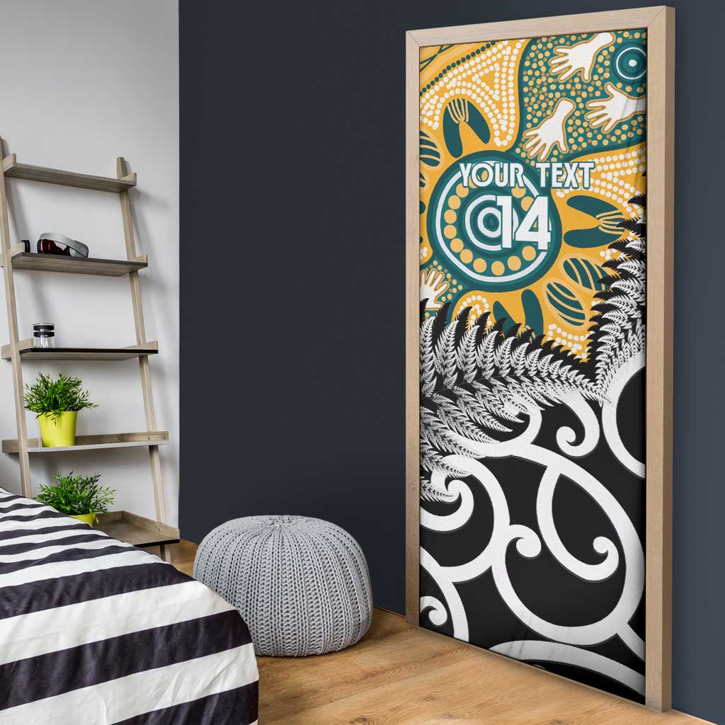 New Zealand Australia Rugby Door Cover Wallabies Aboriginal All Black Maori Tiki Together LT14 - Polynesian Pride