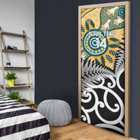 New Zealand Australia Rugby Door Cover Wallabies Aboriginal All Black Maori Tiki Together LT14 - Polynesian Pride