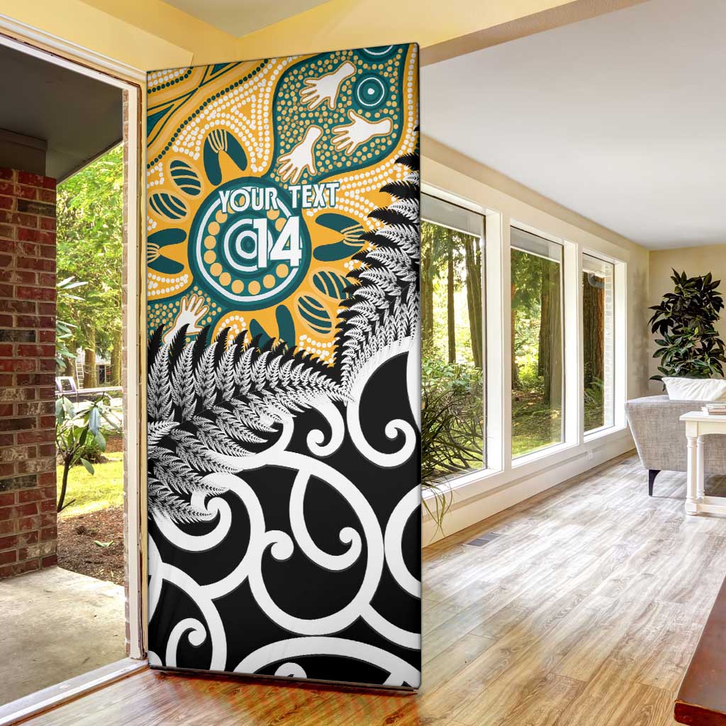 New Zealand Australia Rugby Door Cover Wallabies Aboriginal All Black Maori Tiki Together LT14 - Polynesian Pride