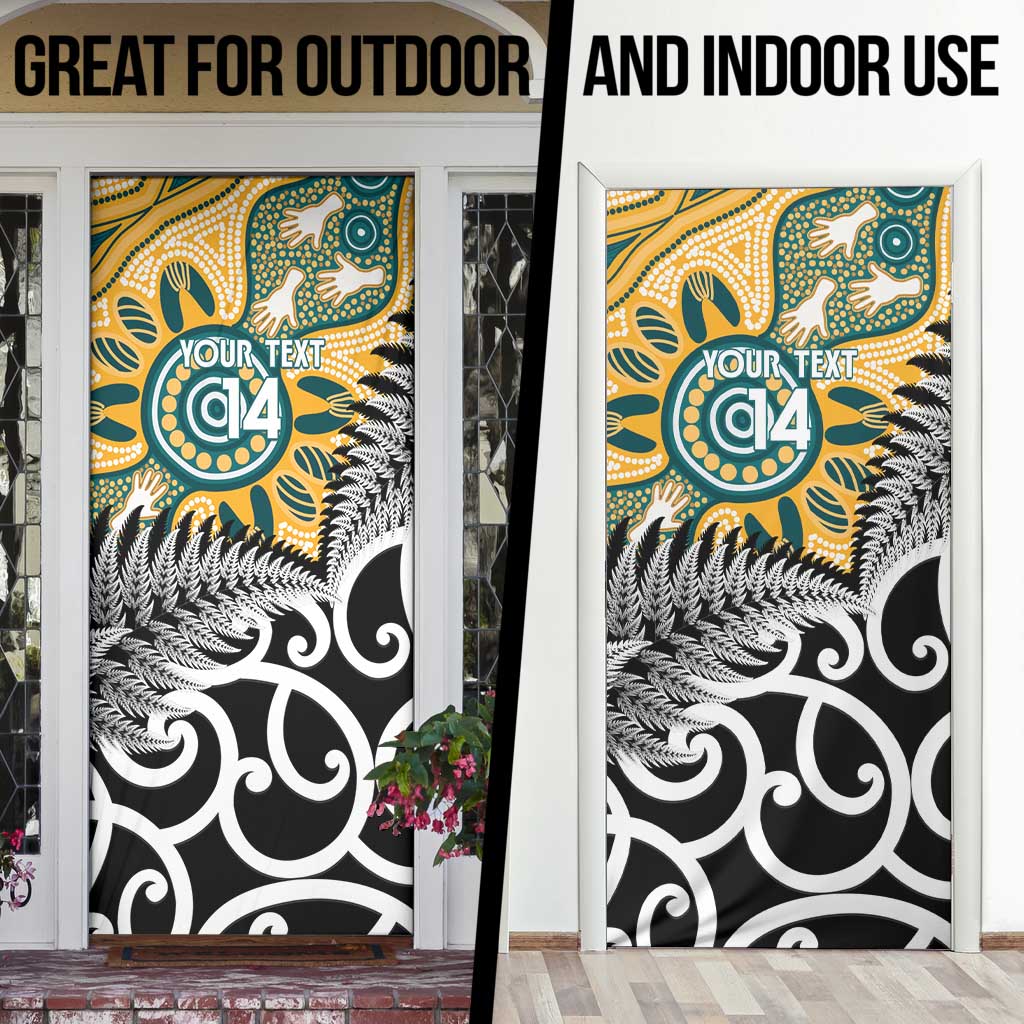 New Zealand Australia Rugby Door Cover Wallabies Aboriginal All Black Maori Tiki Together LT14 - Polynesian Pride