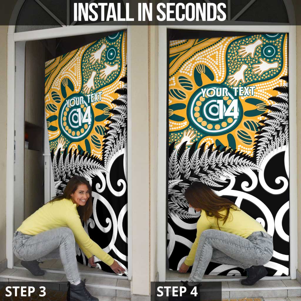 New Zealand Australia Rugby Door Cover Wallabies Aboriginal All Black Maori Tiki Together LT14 - Polynesian Pride