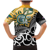 New Zealand Australia Rugby Custom Family Matching Mermaid Dress and Hawaiian Shirt Wallabies Aboriginal All Black Maori Tiki Together LT14 - Polynesian Pride