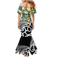 New Zealand Australia Rugby Custom Family Matching Mermaid Dress and Hawaiian Shirt Wallabies Aboriginal All Black Maori Tiki Together LT14 - Polynesian Pride