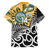 New Zealand Australia Rugby Custom Family Matching Off Shoulder Short Dress and Hawaiian Shirt Wallabies Aboriginal All Black Maori Tiki Together LT14 - Polynesian Pride